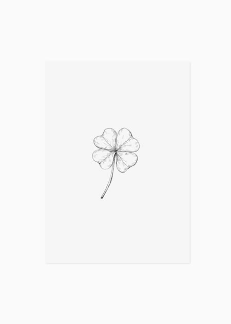 Four-leaf clover (black-white) - A5 print  