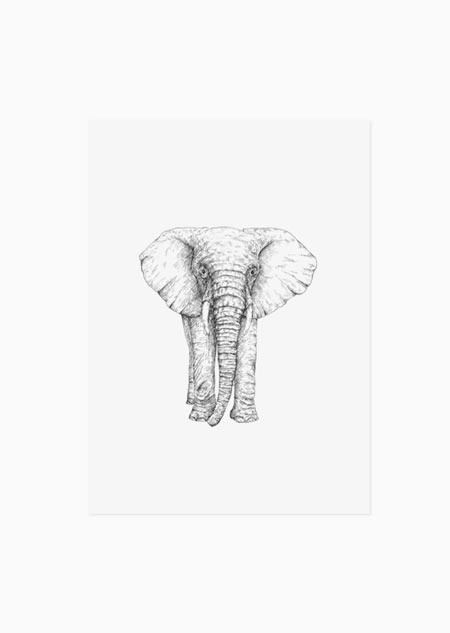Elephant (black-white) - A5 print