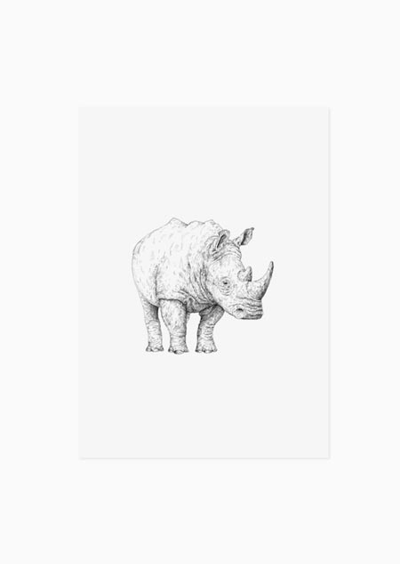 Rhino (black-white) - A5 print