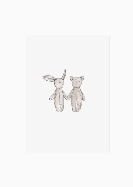Teddy bear & rabbit - A5 print