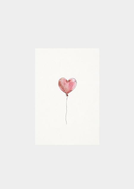 Label - balloon heart