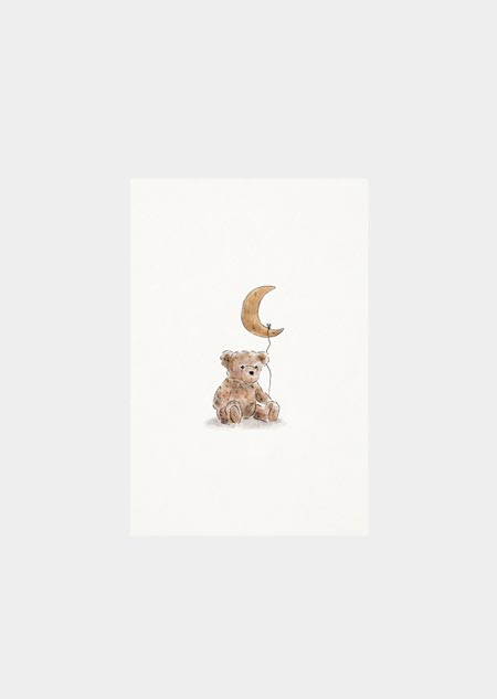 Label - teddybear and moon