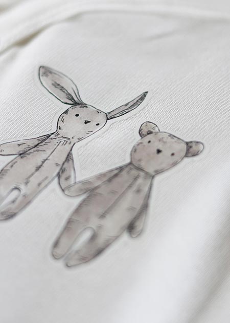 Iron-on patch - teddybear & rabbit