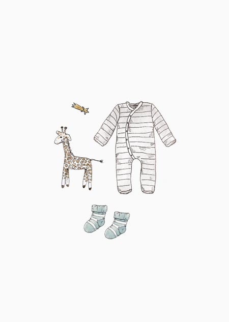 Romper, girafje en blauwe sokjes