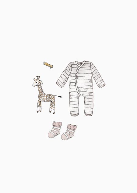 Romper, giraffe & pink socks 