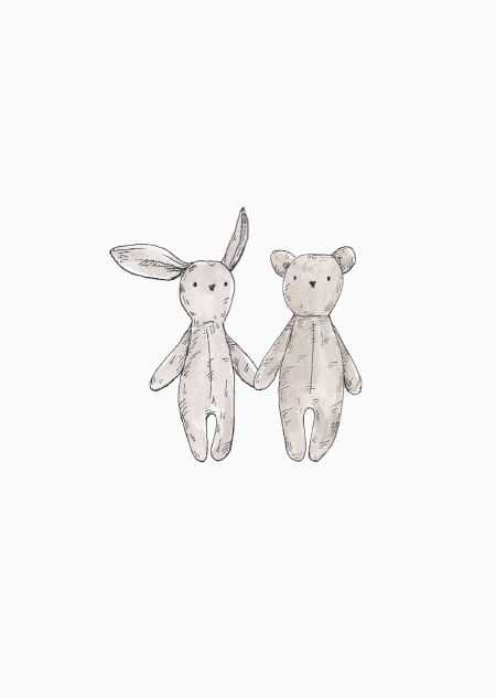 Teddybear and rabbit - A4 poster