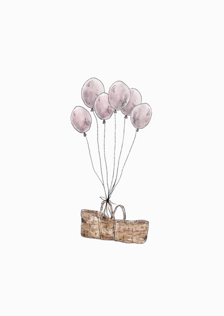 Mozes basket & pink balloons