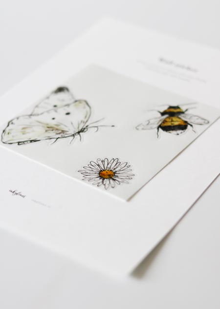 Wall sticker - butterfly, bee & daisy